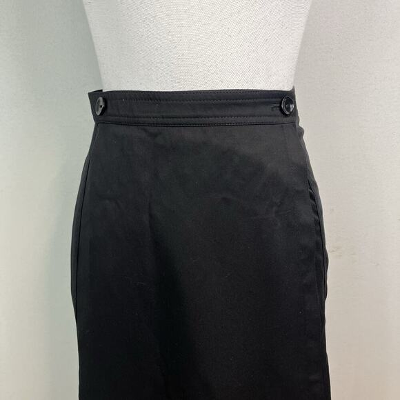 J. Crew Re-Imagined Wrap Skirt size 8 Black Midi A Line Modest Career Casual - Picture 2 of 7